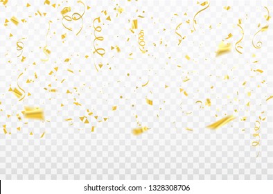 Celebration background template with confetti and gold ribbons. luxury greeting rich card.