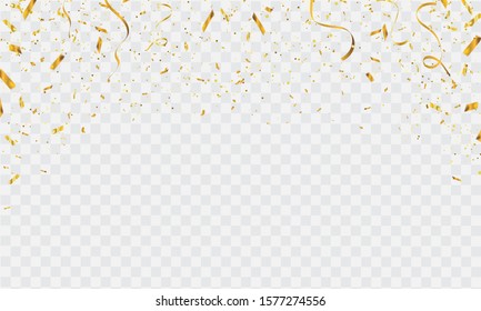 Celebration background template with confetti and gold ribbons. luxury greeting rich card.