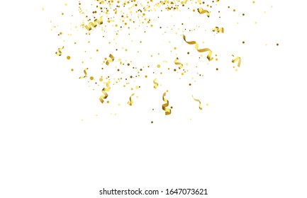 Celebration background template with confetti gold ribbons. luxury greeting rich card.