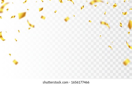 Celebration Background Template With Confetti Gold Ribbons. Luxury Greeting Rich Card.