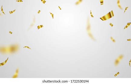 Celebration background template with confetti gold ribbons. luxury greeting rich card.