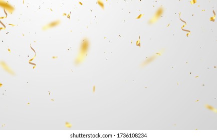 Celebration background template with confetti gold ribbons. luxury greeting rich card.