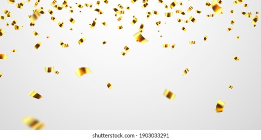 Celebration background template with confetti gold ribbons glittering. luxury greeting rich card.