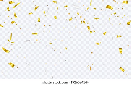 Celebration background template with confetti gold ribbons. luxury greeting rich card.