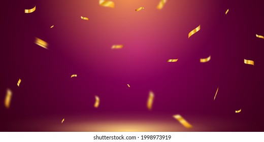 Celebration background template with confetti gold ribbons. luxury greeting rich card.