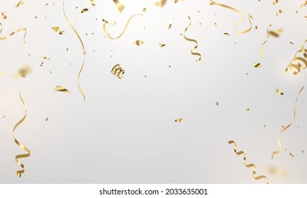 Celebration background template with confetti gold ribbons. luxury greeting rich card.