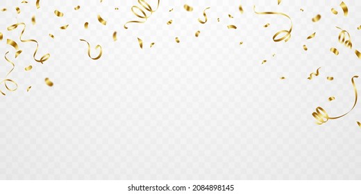 Celebration background template with confetti and gold ribbons. luxury greeting rich card.