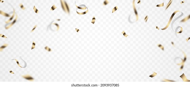 Celebration background template with confetti and gold ribbons. luxury greeting rich card.