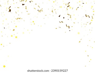 Celebration background template with confetti gold ribbons