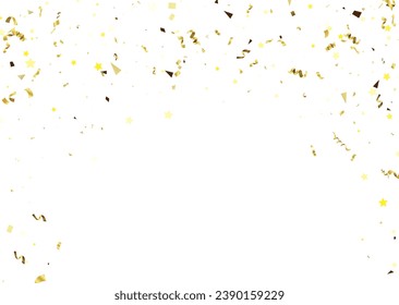 Celebration background template with confetti gold ribbons