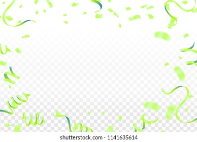 Celebration background template with confetti and green ribbons confetti, design template for birthday celebration. art