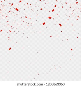 Celebration background template with confetti and red ribbons. luxury greeting rich card. Merry Christmas and Happy New Year concept.