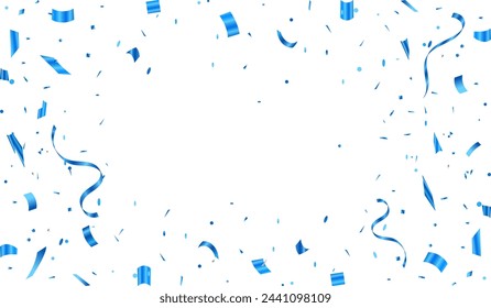 Plantilla de fondo de celebración con confeti y cintas. tarjeta rica de felicitación de lujo.