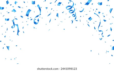 Celebration background template with confetti and ribbons. Design for various parties