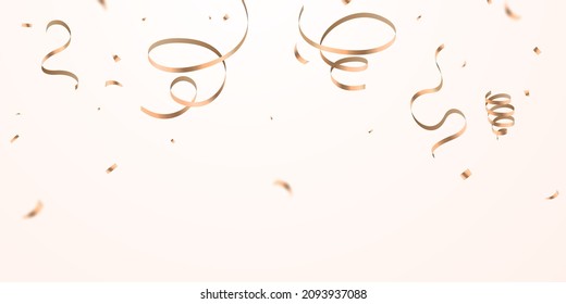 Celebration background template with confetti and Rose gold ribbons. luxury greeting rich card.