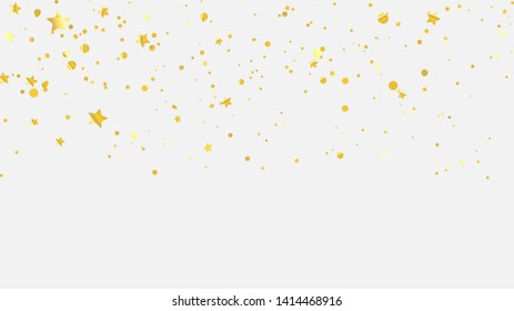 Celebration background template with confetti star gold ribbons. luxury greeting rich card.