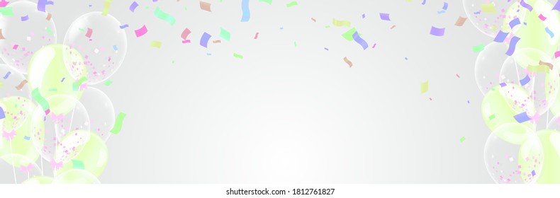 Celebration background template with confetti and variety colors ribbons.