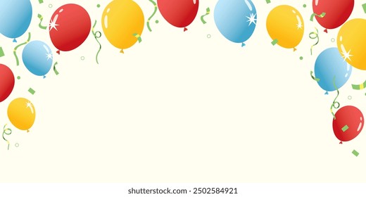 Celebration background template, Festive Balloons background, Happy birthday with colorful balloons and confetti elements.