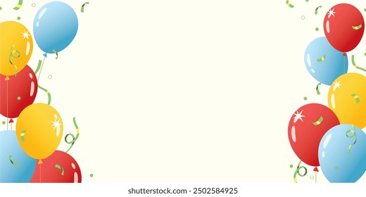 Celebration background template, Festive Balloons background, Happy birthday with colorful balloons and confetti elements.