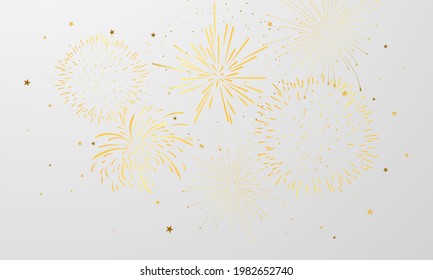 Celebration background template with fireworks gold. luxury greeting rich card.