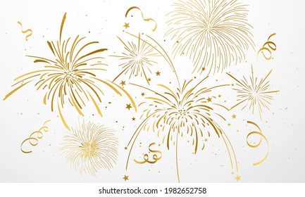 Celebration background template with fireworks gold. luxury greeting rich card.