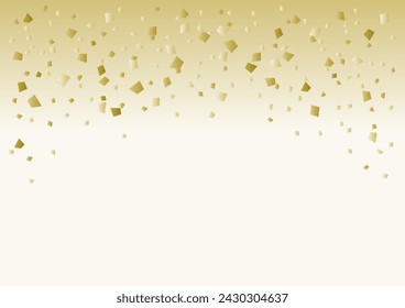 Plantilla de fondo de celebración de confeti de gradación dorada. Ilustración vectorial. En blanco son espacios de texto.