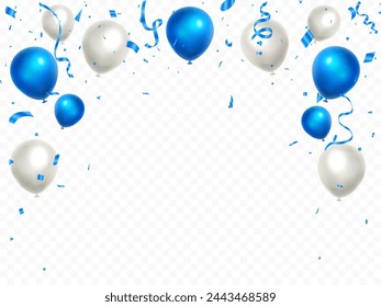 Vorlage für Feierungshintergrund. Realistische Ballons und Bänder Banner Design. Sale Vector Illustration.