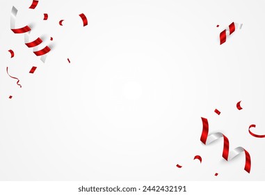 Celebration background template with red confetti ribbons frame. sale banner template. Celebration grand opening party happy concept. Vector illustration