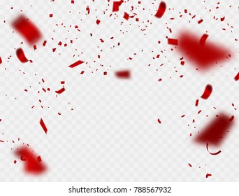 Celebration background template Valentine's Day, with confetti and red ribbons. Vector illustration