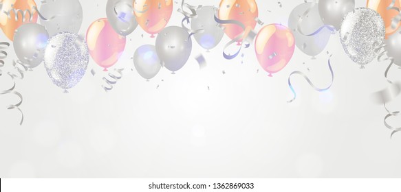 Celebration Background.Romantic composition with gift balloons Vector illustration for website , posters,ads, coupons, promotional material