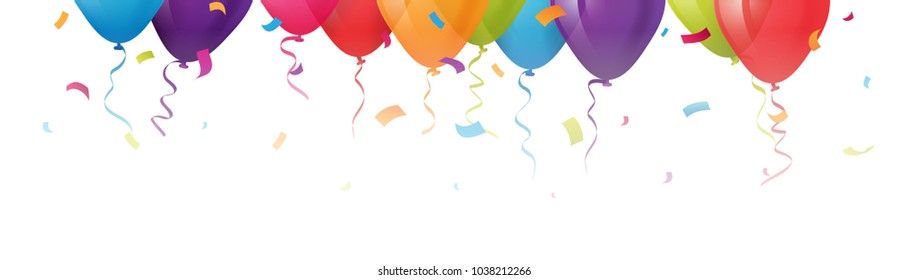 Celebration balloons with confetti and space for your text