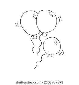 Celebration balloons outline doodle illustration. Vector Hand drawn icon.