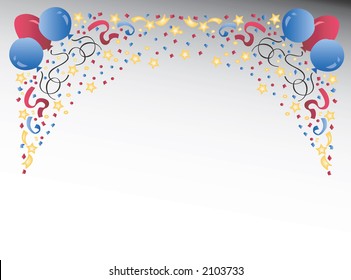celebration with balloons and stars