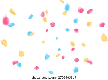 Fundo de bandeira de celebração com pétalas de rosa enrolamento multicolor explosão divertida. valentine