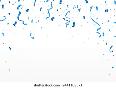 Celebration banner with blue confetti. Vector background. Vector illustration