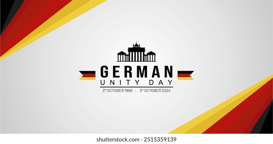 Celebration Banner of German Unity Day 3rd October 2024 Anniversary with Abstract Gradient Flag Background. 