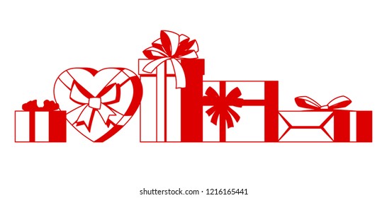 Celebration banner with gift boxes.