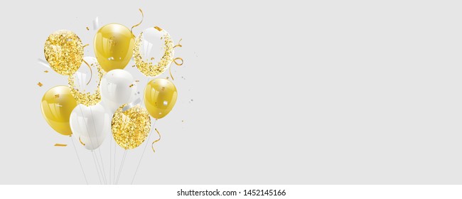 Celebration banner with Gold balloons background. Sale Vector illustration.