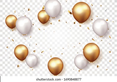 Celebration Banner With Gold Confetti And Balloons