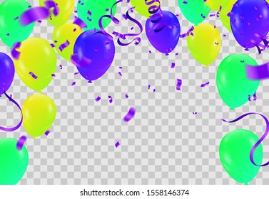 Celebration banner with green balloons background and Saint Patrick's Day party