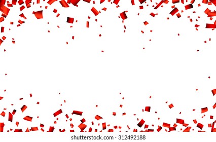 Celebration Banner With Red Confetti. Vector Background.