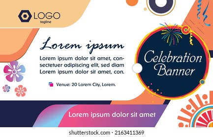 Celebration banner vector template. Festivals, Party, event, stage, conference banner design.