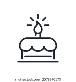 Celebration birthday cake editable stroke outline icon isolated on white background flat vector illustration. Pixel perfect. 64 x 64.