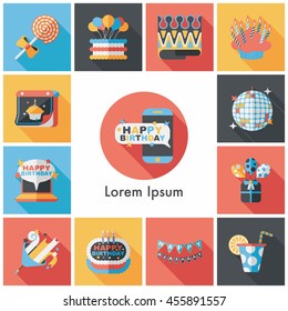 Celebration and birthday icons set