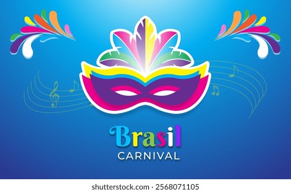 celebration Brazil carnival poster with colorful ornament background