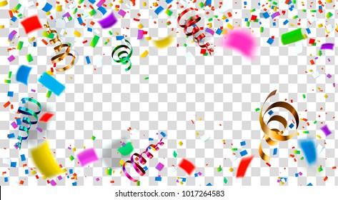 Celebration. Bright colorful vector illustration confetti on a transparent background