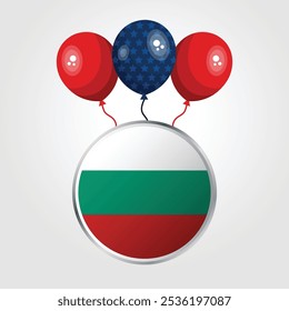 Celebration Bulgaria National Flag With Balloons