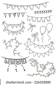 Celebration bunting and garlands
