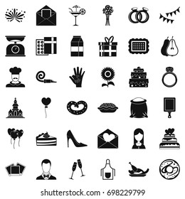 Celebration cake icons set. Simple style of 36 celebration cake vector icons for web isolated on white background