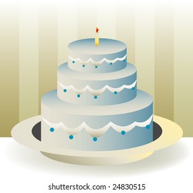 Celebration cake of three levels with candles